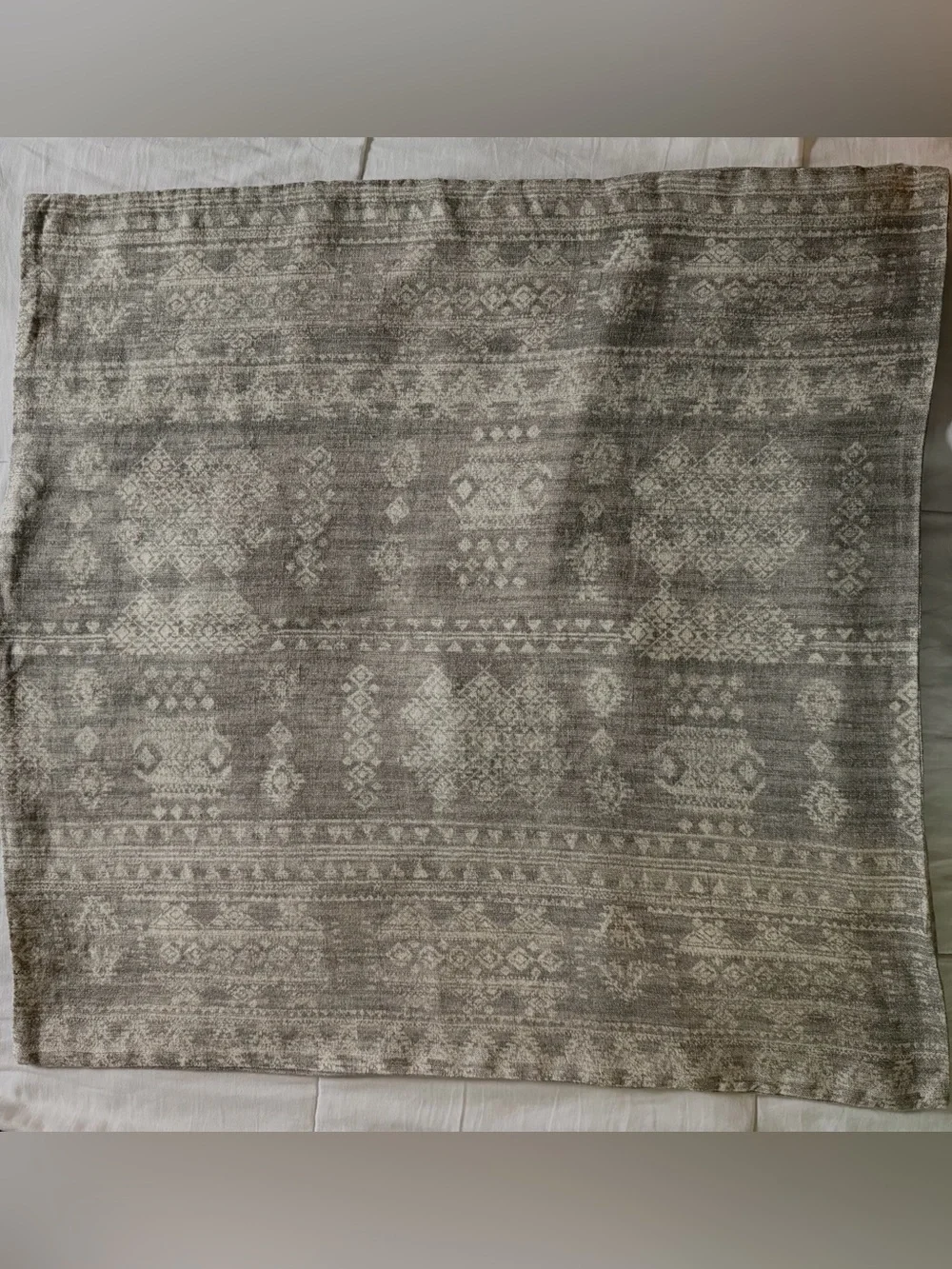 Restoration Hardware Gray and Cream Patterned Euro Sham Cover 25.5”